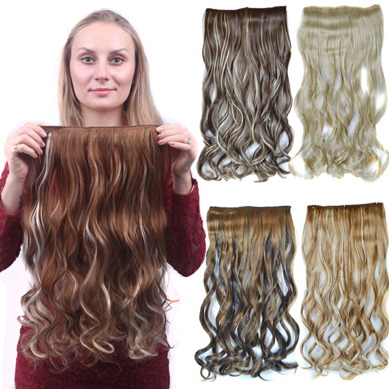 Invisible Clip- in Synthetic Hair Extensions Thick Natural Hairpieces
