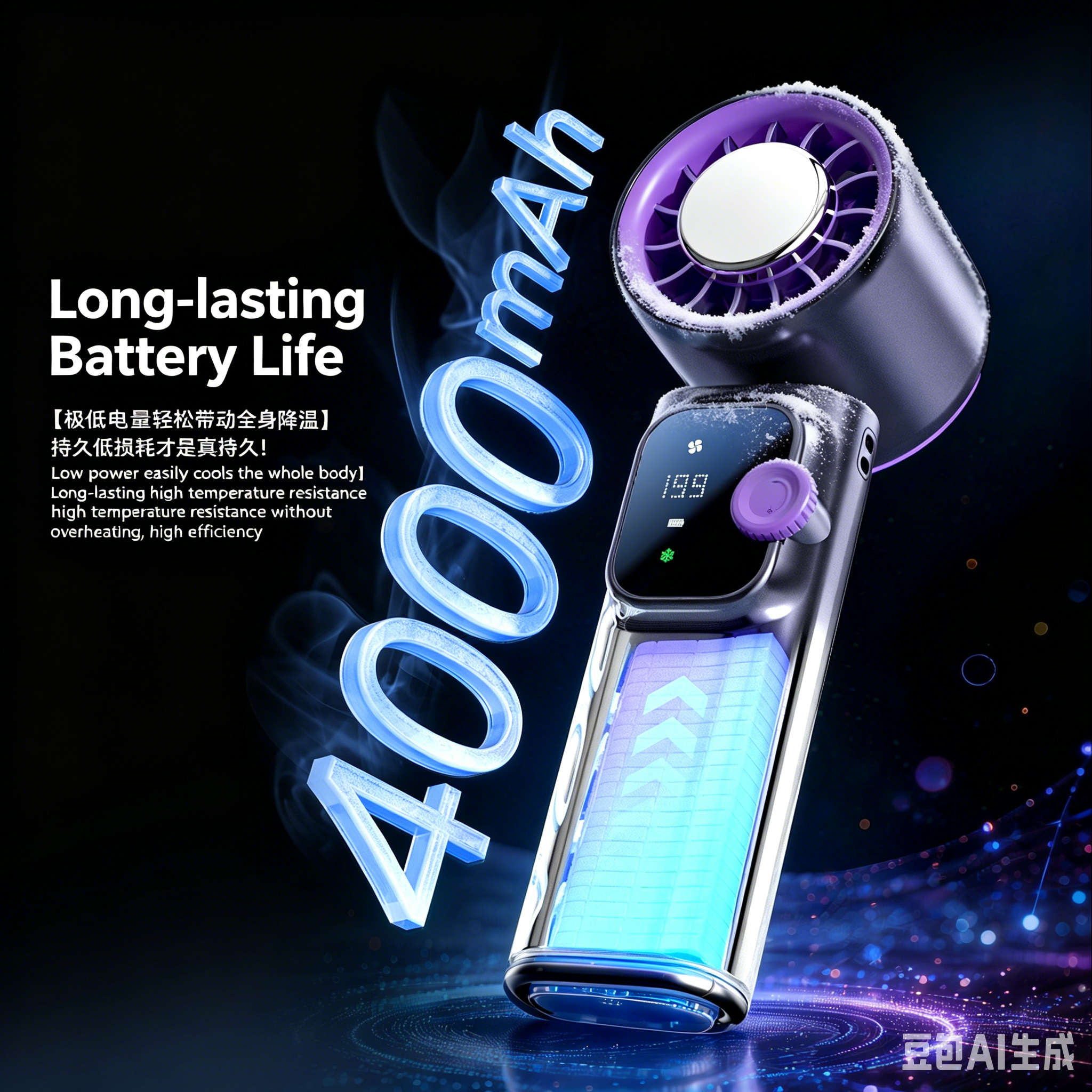 JF166 Handheld Cooling Fan - 199 Speed Levels & 4000mAh - Image 9