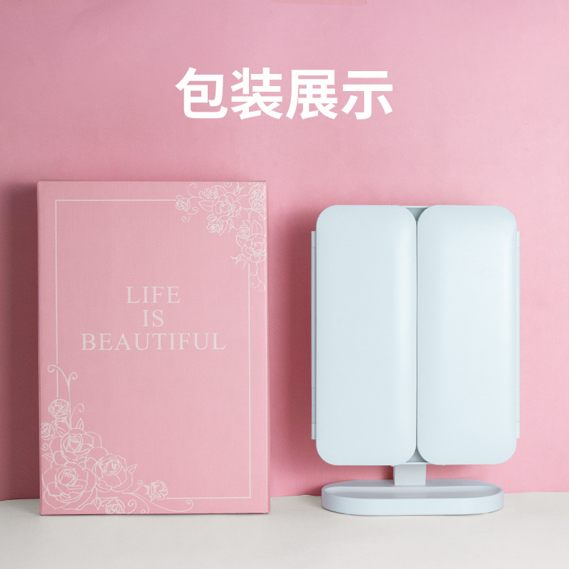 LED Seashell Makeup Mirror - 3 Color Light Folding Vanity Mirror with 2X Magnification - Image 20
