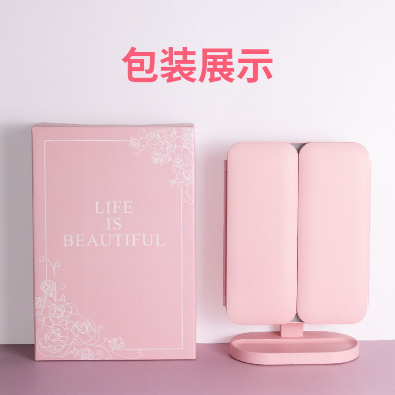 LED Seashell Makeup Mirror - 3 Color Light Folding Vanity Mirror with 2X Magnification - Image 21