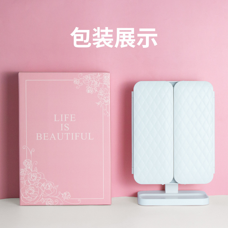 LED Seashell Makeup Mirror - 3 Color Light Folding Vanity Mirror with 2X Magnification - Image 22