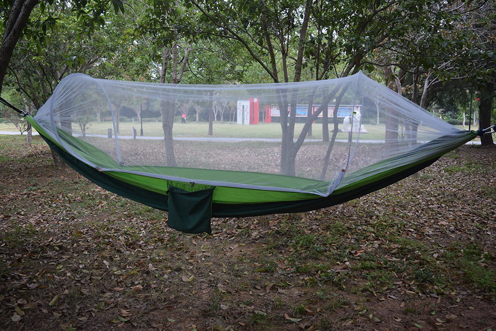 Portable Hammock with Mosquito Net - Quick-Open Outdoor Camping Hammock with Sunshade Anti-Rollover Design 250kg